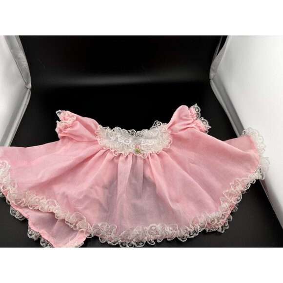 Vtg Cabbage Patch Kids Doll Clothes Pink Frilly A-line Lacy Dress Coleco Preemie - Picture 1 of 16